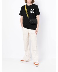 schwarzes bedrucktes T-Shirt mit einem Rundhalsausschnitt von Off-White