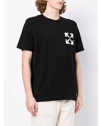 schwarzes bedrucktes T-Shirt mit einem Rundhalsausschnitt von Off-White