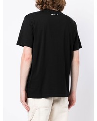 schwarzes bedrucktes T-Shirt mit einem Rundhalsausschnitt von Off-White