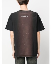 schwarzes bedrucktes T-Shirt mit einem Rundhalsausschnitt von purple brand