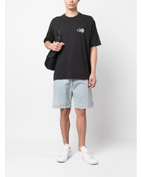 schwarzes bedrucktes T-Shirt mit einem Rundhalsausschnitt von Levi's