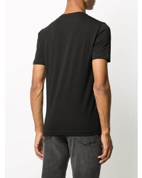 schwarzes bedrucktes T-Shirt mit einem Rundhalsausschnitt von Ea7 Emporio Armani