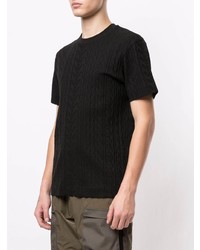 schwarzes bedrucktes T-Shirt mit einem Rundhalsausschnitt von Emporio Armani