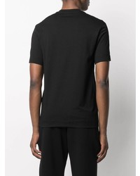 schwarzes bedrucktes T-Shirt mit einem Rundhalsausschnitt von Emporio Armani