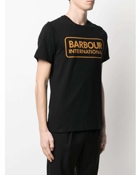 schwarzes bedrucktes T-Shirt mit einem Rundhalsausschnitt von Barbour