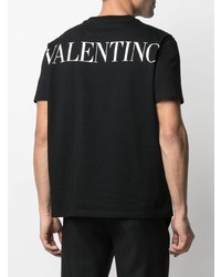 schwarzes bedrucktes T-Shirt mit einem Rundhalsausschnitt von Valentino