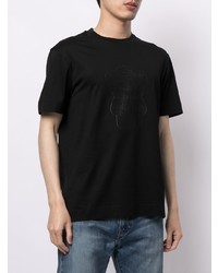 schwarzes bedrucktes T-Shirt mit einem Rundhalsausschnitt von Emporio Armani