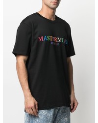 schwarzes bedrucktes T-Shirt mit einem Rundhalsausschnitt von Mastermind World