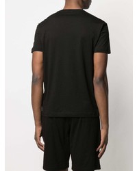 schwarzes bedrucktes T-Shirt mit einem Rundhalsausschnitt von Ea7 Emporio Armani