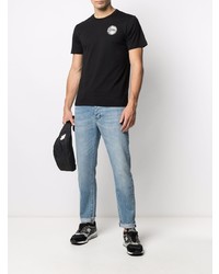 schwarzes bedrucktes T-Shirt mit einem Rundhalsausschnitt von Colmar