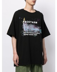 schwarzes bedrucktes T-Shirt mit einem Rundhalsausschnitt von Facetasm