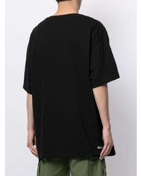 schwarzes bedrucktes T-Shirt mit einem Rundhalsausschnitt von Facetasm