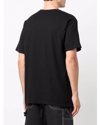 schwarzes bedrucktes T-Shirt mit einem Rundhalsausschnitt von Stussy