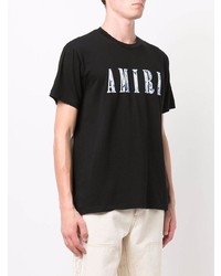 schwarzes bedrucktes T-Shirt mit einem Rundhalsausschnitt von Amiri