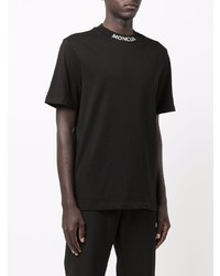 schwarzes bedrucktes T-Shirt mit einem Rundhalsausschnitt von Moncler