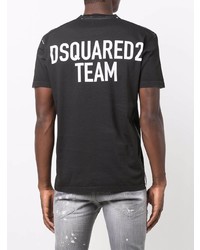 schwarzes bedrucktes T-Shirt mit einem Rundhalsausschnitt von DSQUARED2