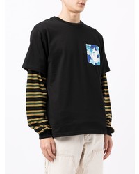 schwarzes bedrucktes T-Shirt mit einem Rundhalsausschnitt von A Bathing Ape