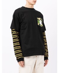 schwarzes bedrucktes T-Shirt mit einem Rundhalsausschnitt von A Bathing Ape