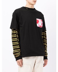 schwarzes bedrucktes T-Shirt mit einem Rundhalsausschnitt von A Bathing Ape