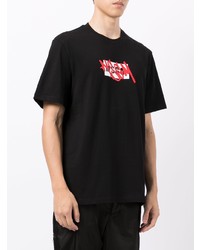 schwarzes bedrucktes T-Shirt mit einem Rundhalsausschnitt von MSGM