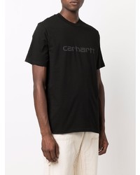 schwarzes bedrucktes T-Shirt mit einem Rundhalsausschnitt von Carhartt WIP