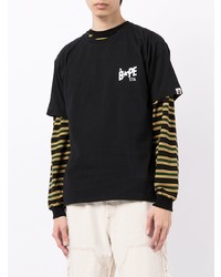 schwarzes bedrucktes T-Shirt mit einem Rundhalsausschnitt von A Bathing Ape