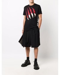 schwarzes bedrucktes T-Shirt mit einem Rundhalsausschnitt von Just Cavalli