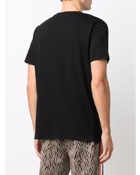 schwarzes bedrucktes T-Shirt mit einem Rundhalsausschnitt von Just Cavalli