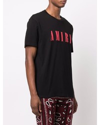 schwarzes bedrucktes T-Shirt mit einem Rundhalsausschnitt von Amiri