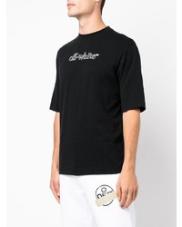 schwarzes bedrucktes T-Shirt mit einem Rundhalsausschnitt von Off-White