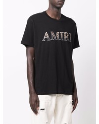 schwarzes bedrucktes T-Shirt mit einem Rundhalsausschnitt von Amiri