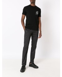 schwarzes bedrucktes T-Shirt mit einem Rundhalsausschnitt von Armani Exchange