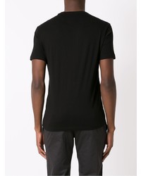 schwarzes bedrucktes T-Shirt mit einem Rundhalsausschnitt von Armani Exchange