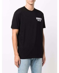 schwarzes bedrucktes T-Shirt mit einem Rundhalsausschnitt von DSQUARED2