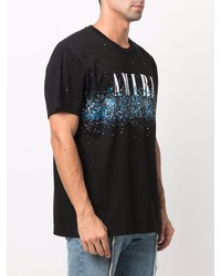 schwarzes bedrucktes T-Shirt mit einem Rundhalsausschnitt von Amiri