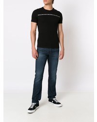 schwarzes bedrucktes T-Shirt mit einem Rundhalsausschnitt von Armani Exchange