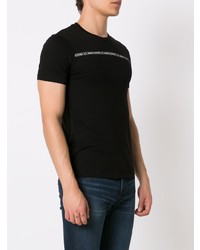 schwarzes bedrucktes T-Shirt mit einem Rundhalsausschnitt von Armani Exchange