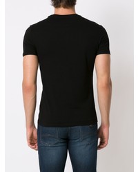 schwarzes bedrucktes T-Shirt mit einem Rundhalsausschnitt von Armani Exchange