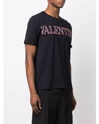 schwarzes bedrucktes T-Shirt mit einem Rundhalsausschnitt von Valentino