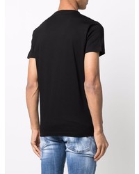 schwarzes bedrucktes T-Shirt mit einem Rundhalsausschnitt von DSQUARED2