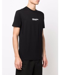 schwarzes bedrucktes T-Shirt mit einem Rundhalsausschnitt von DSQUARED2