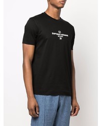 schwarzes bedrucktes T-Shirt mit einem Rundhalsausschnitt von Emporio Armani