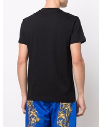 schwarzes bedrucktes T-Shirt mit einem Rundhalsausschnitt von VERSACE JEANS COUTURE