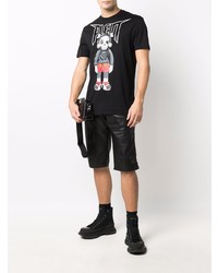 schwarzes bedrucktes T-Shirt mit einem Rundhalsausschnitt von Philipp Plein