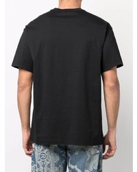 schwarzes bedrucktes T-Shirt mit einem Rundhalsausschnitt von VERSACE JEANS COUTURE