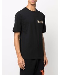 schwarzes bedrucktes T-Shirt mit einem Rundhalsausschnitt von Moschino