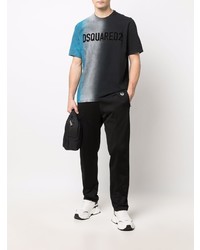 schwarzes bedrucktes T-Shirt mit einem Rundhalsausschnitt von DSQUARED2