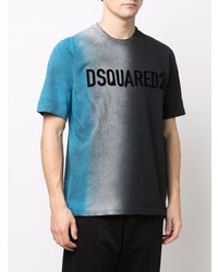 schwarzes bedrucktes T-Shirt mit einem Rundhalsausschnitt von DSQUARED2