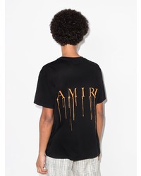 schwarzes bedrucktes T-Shirt mit einem Rundhalsausschnitt von Amiri