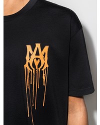 schwarzes bedrucktes T-Shirt mit einem Rundhalsausschnitt von Amiri